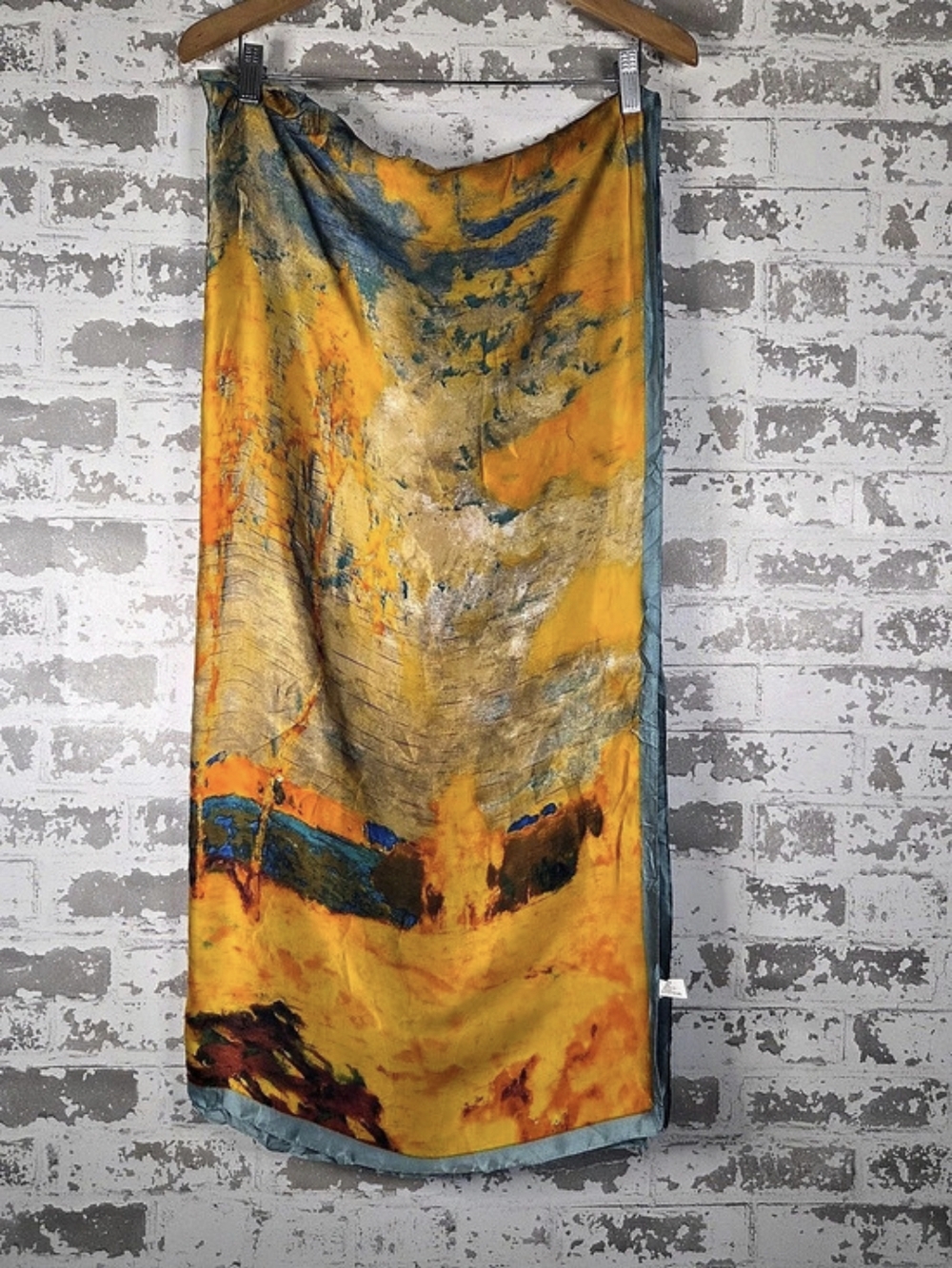 C Gauguin Fine Art Print Scarf Large Yellow Blue Wrap Shawl 35x70